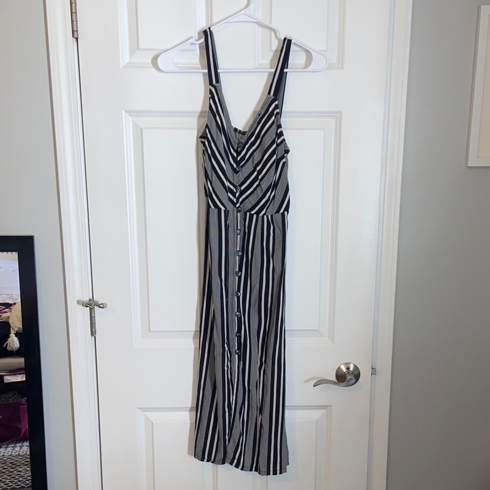 Xhilaration Black and White Striped Maxi Dress